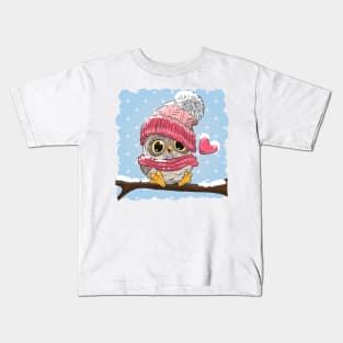 Owl Winter Kids T-Shirt